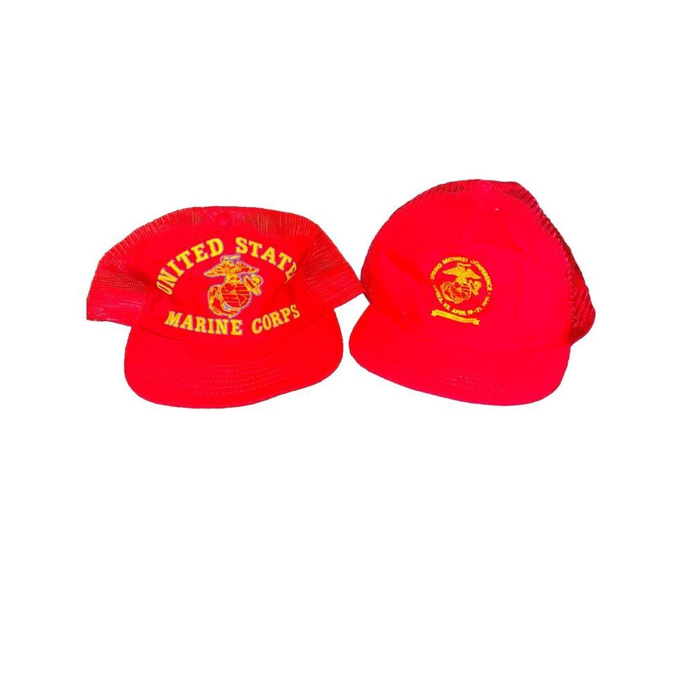Vintage Hat Cap‎ USMC United States Marine Corp lot of 2 Made In USA